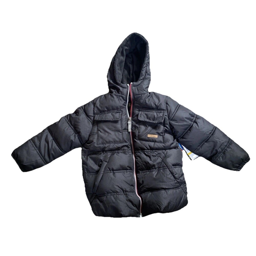 iXtreme Fleece-lined Insulated Winter Puffer Coat Black Boys Sz 5 Water Res New